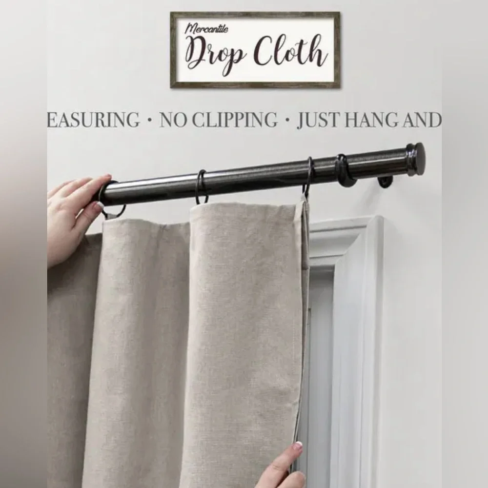 Mercantile Drop Cloth Light Filtering Ring Top Tab Farmhouse Curtain Pan…
